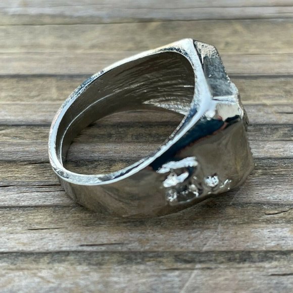 Men Ring Silver Tone Fashion Jewelry Rings Unisex Ring Size 10.5 - Picture 5 of 12